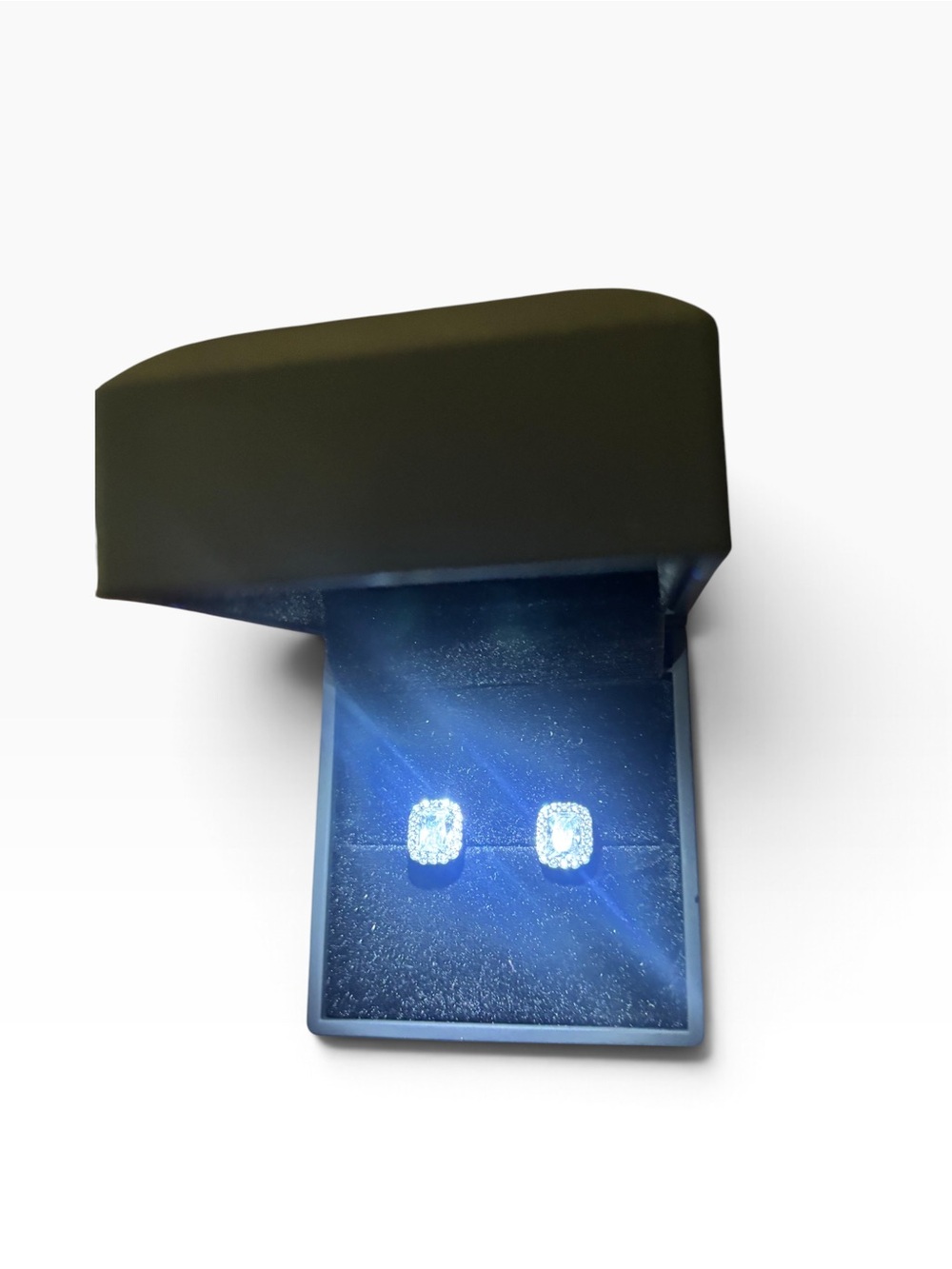 Halo Stud Earrings with Sparkling Clear Stones - Picture 3 of 4